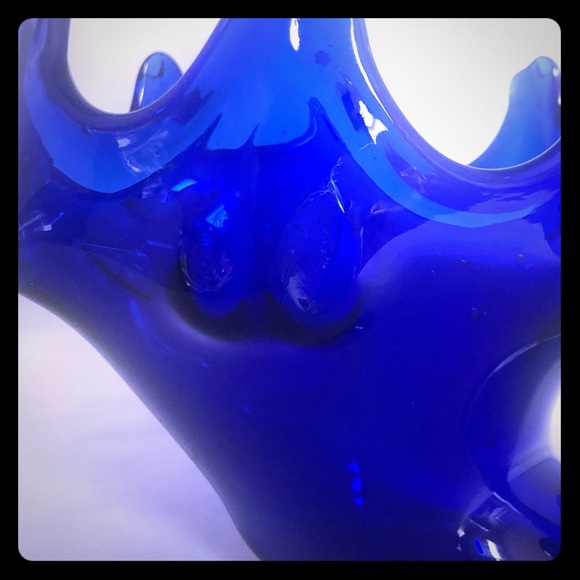 Vintage cobalt art glass swan bowl - Picture 8 of 8